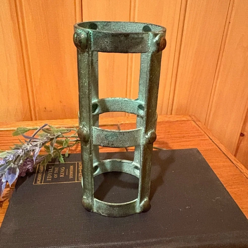 Nautical Metal Votive Candle Holder with a rustic Patina